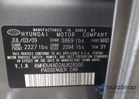 2010 Hyundai Elantra Gls from USA, damaged, VIN KMHDU4AD2AU828300